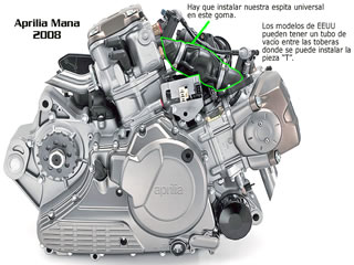 scottoiler vsystem instalación Aprilia Mana - conexión al vacío